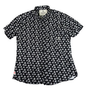 Icelantic Skis Shirt Men's Large Black and White Button-Up‎ Hand Made in the USA